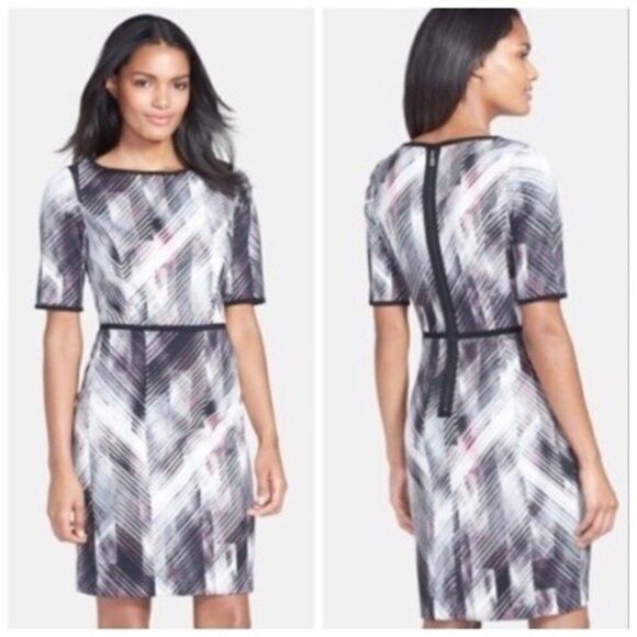 Vince Camuto Dresses & Skirts - Vince Camuto Black, White & Pale Pink Graphic Sheath Dress